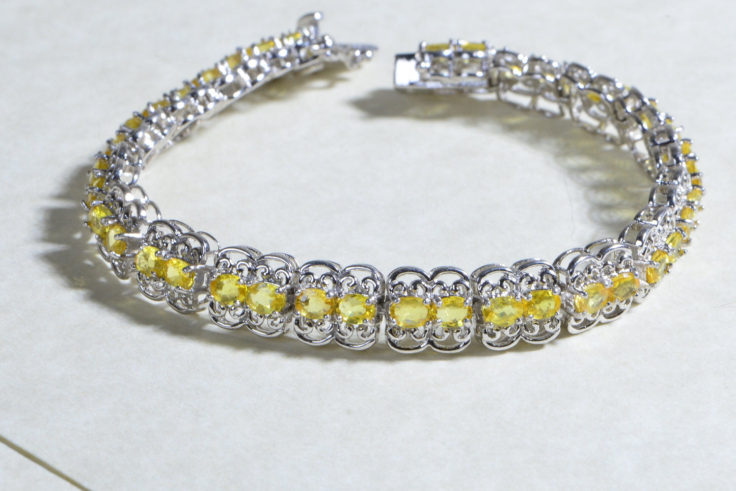 Citrine Tennis Bracelet, Sterling Silver, November Birthstone