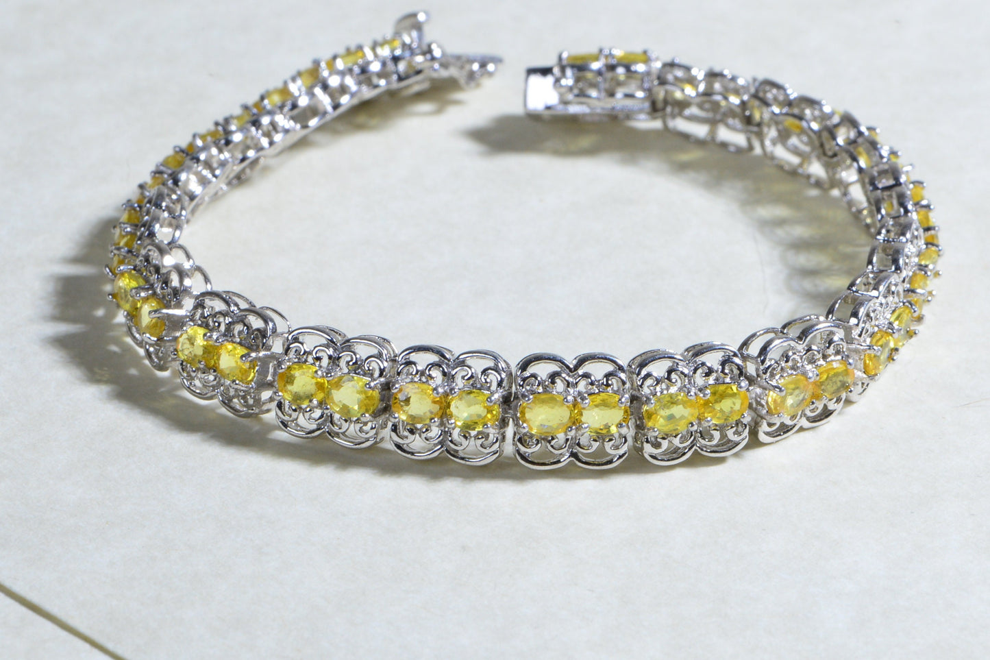 Citrine Tennis Bracelet, Sterling Silver, November Birthstone