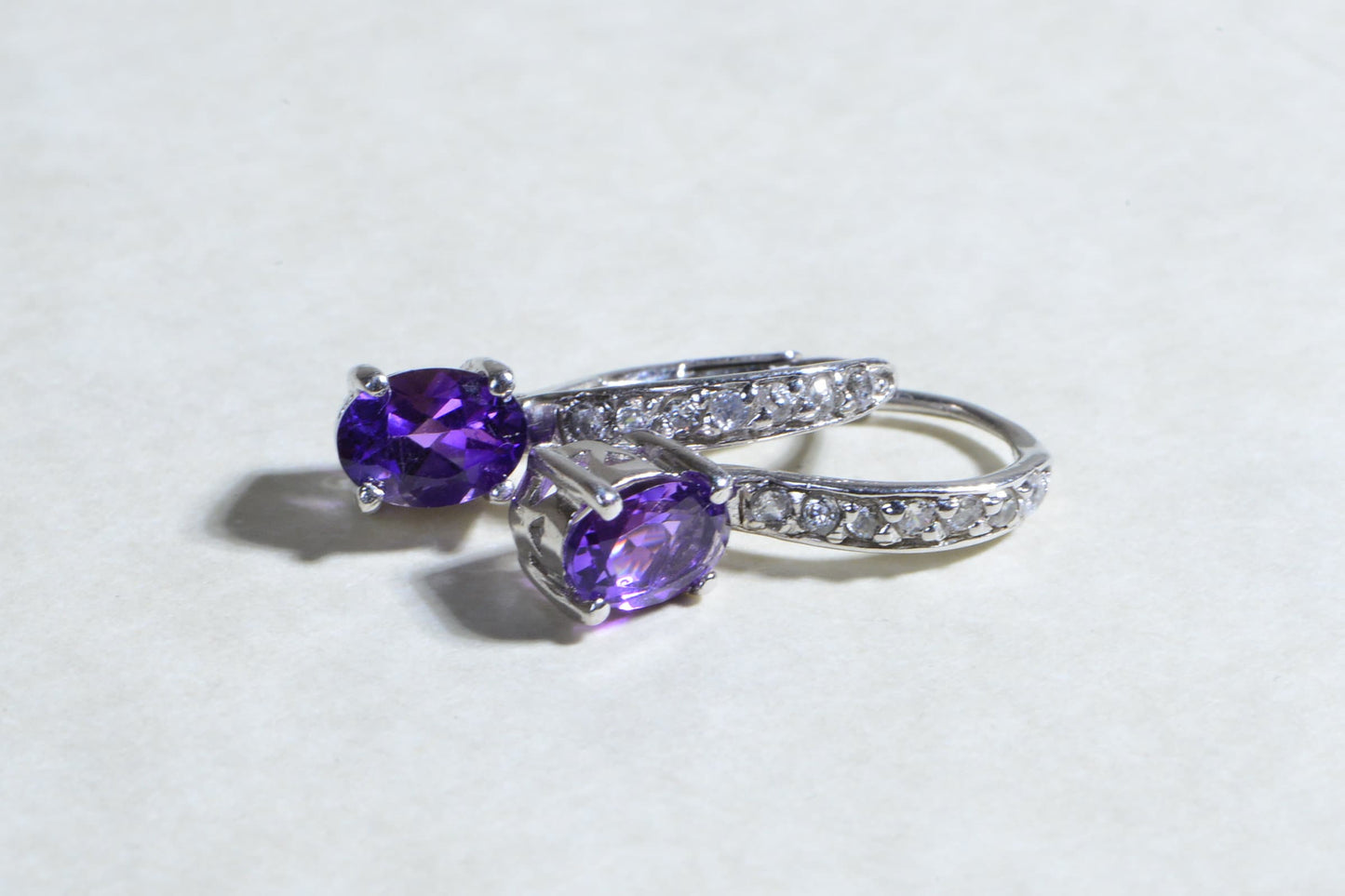Handmade Amethyst Earrings: Sterling Silver Halo Diamond Jewelry