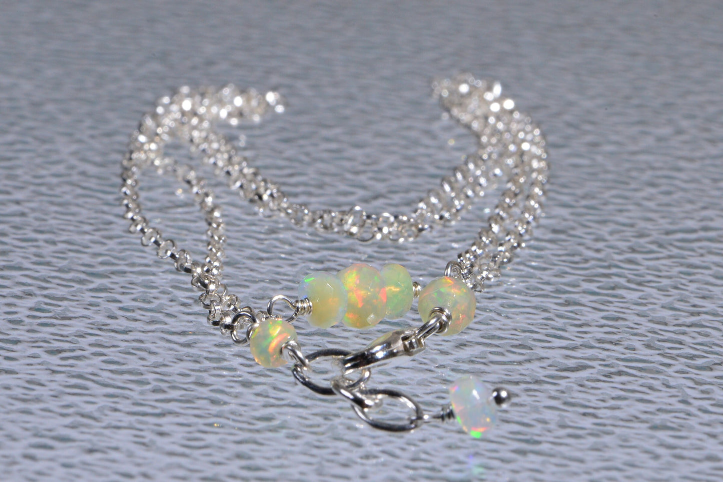 Ethiopian Welo Opal Necklace, Sterling Silver Choker, October Birthstone