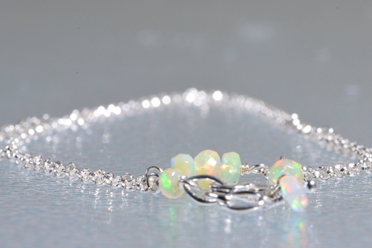 Ethiopian Welo Opal Necklace, Sterling Silver Choker, October Birthstone