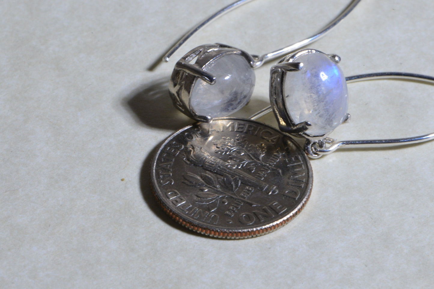 Handmade Sterling Silver Moonstone Drop Earrings - Gemstone Jewelry