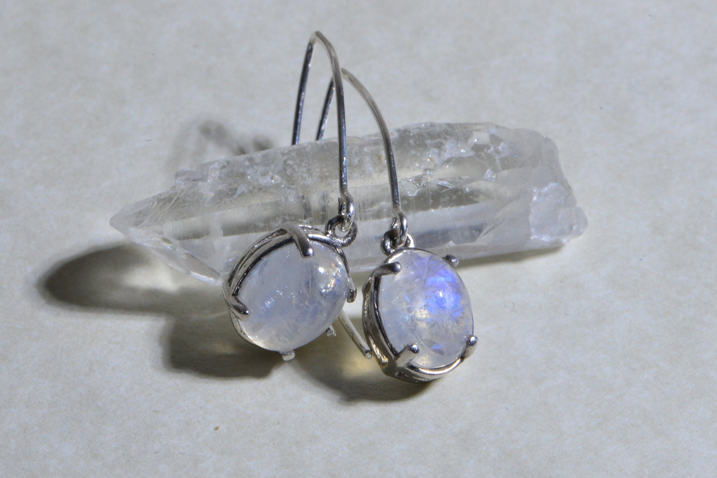 Handmade Sterling Silver Moonstone Drop Earrings - Gemstone Jewelry