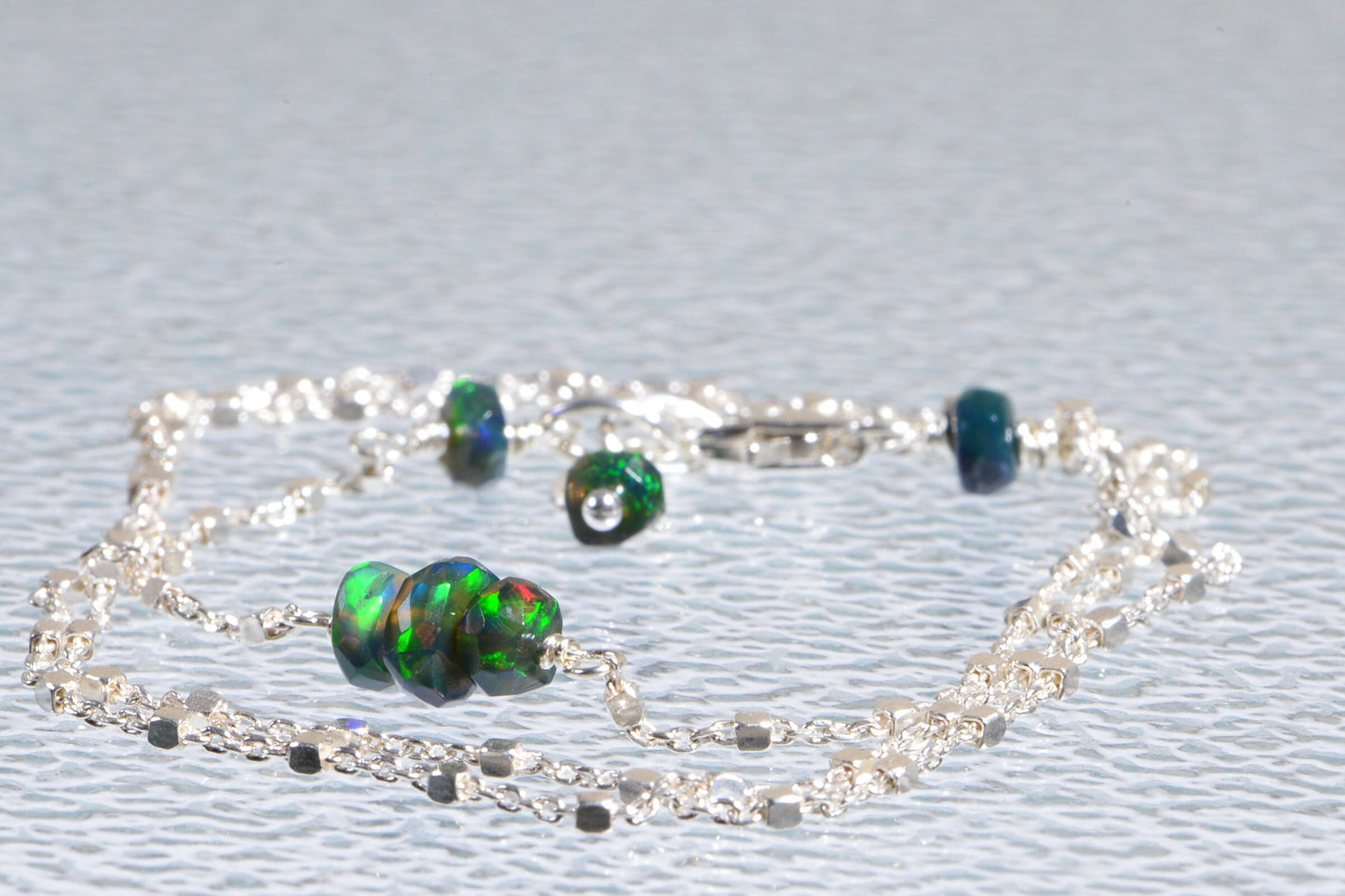 Ethiopian Black Opal Sterling Silver Necklace, October Birthstone