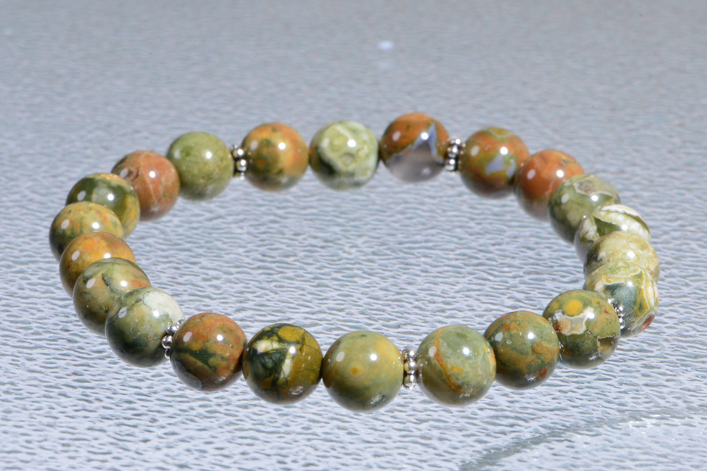 Rainforest Jasper Bracelet with Sterling Silver Accents
