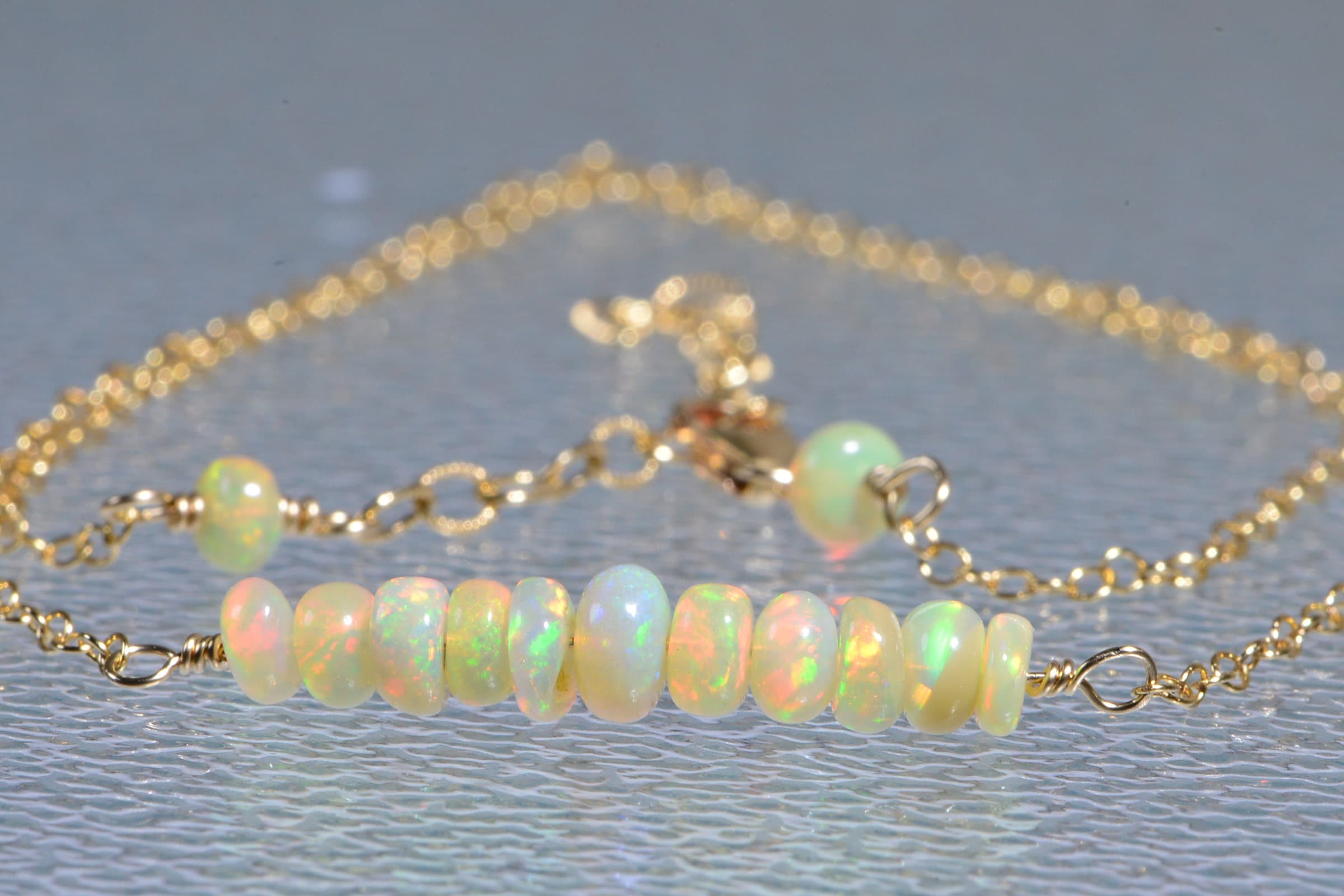 Ethiopian Opal Necklace: 14k Gold Filled Chain, Natural Gemstone