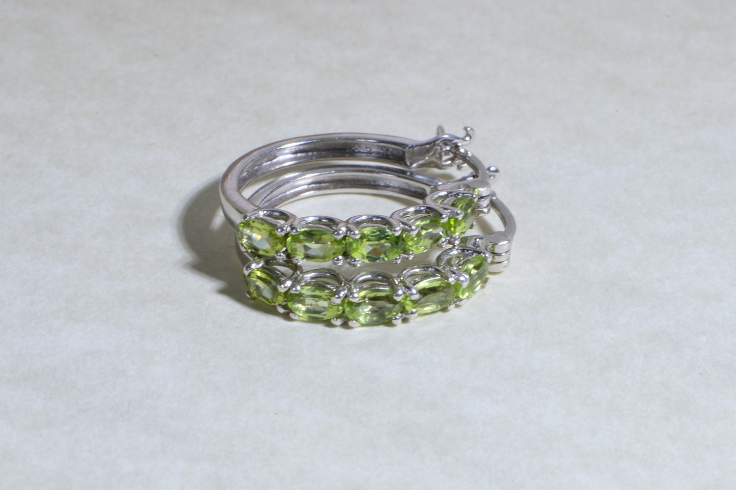 Peridot Hoop Earrings, Sterling Silver August Birthstone Jewelry