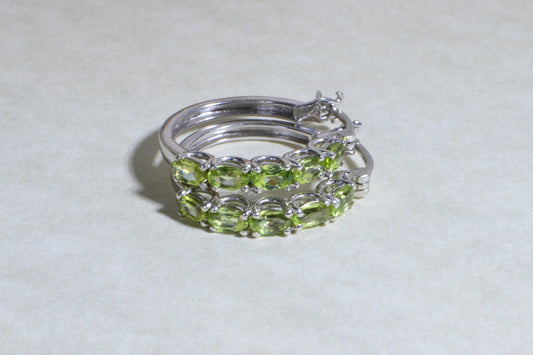 Peridot Hoop Earrings, Sterling Silver August Birthstone Jewelry
