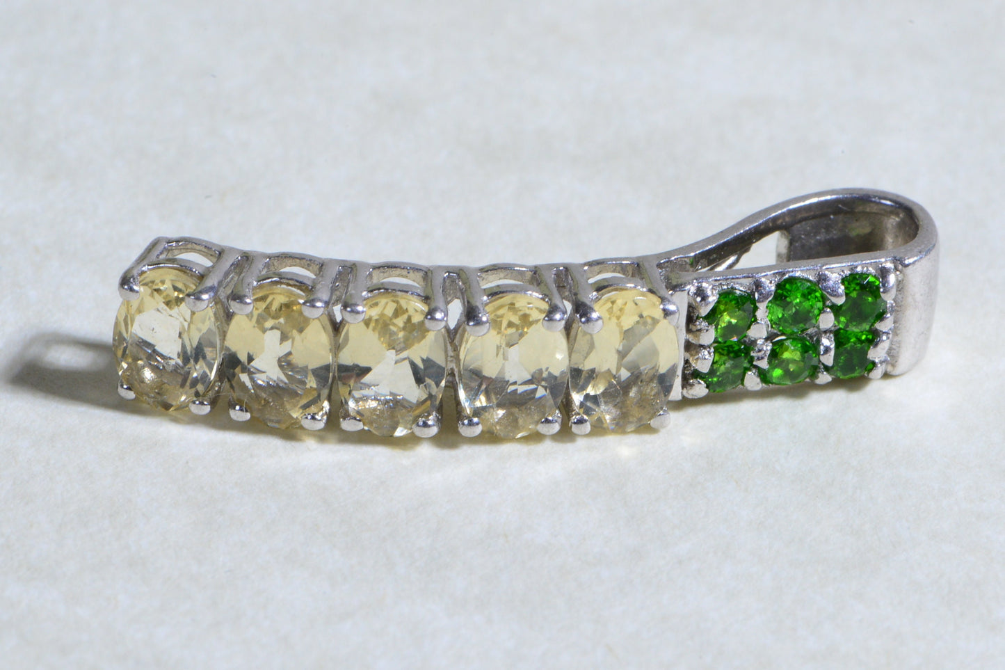 Citrine and Russian Chrome Diopside Pendant Long Stick Pendant