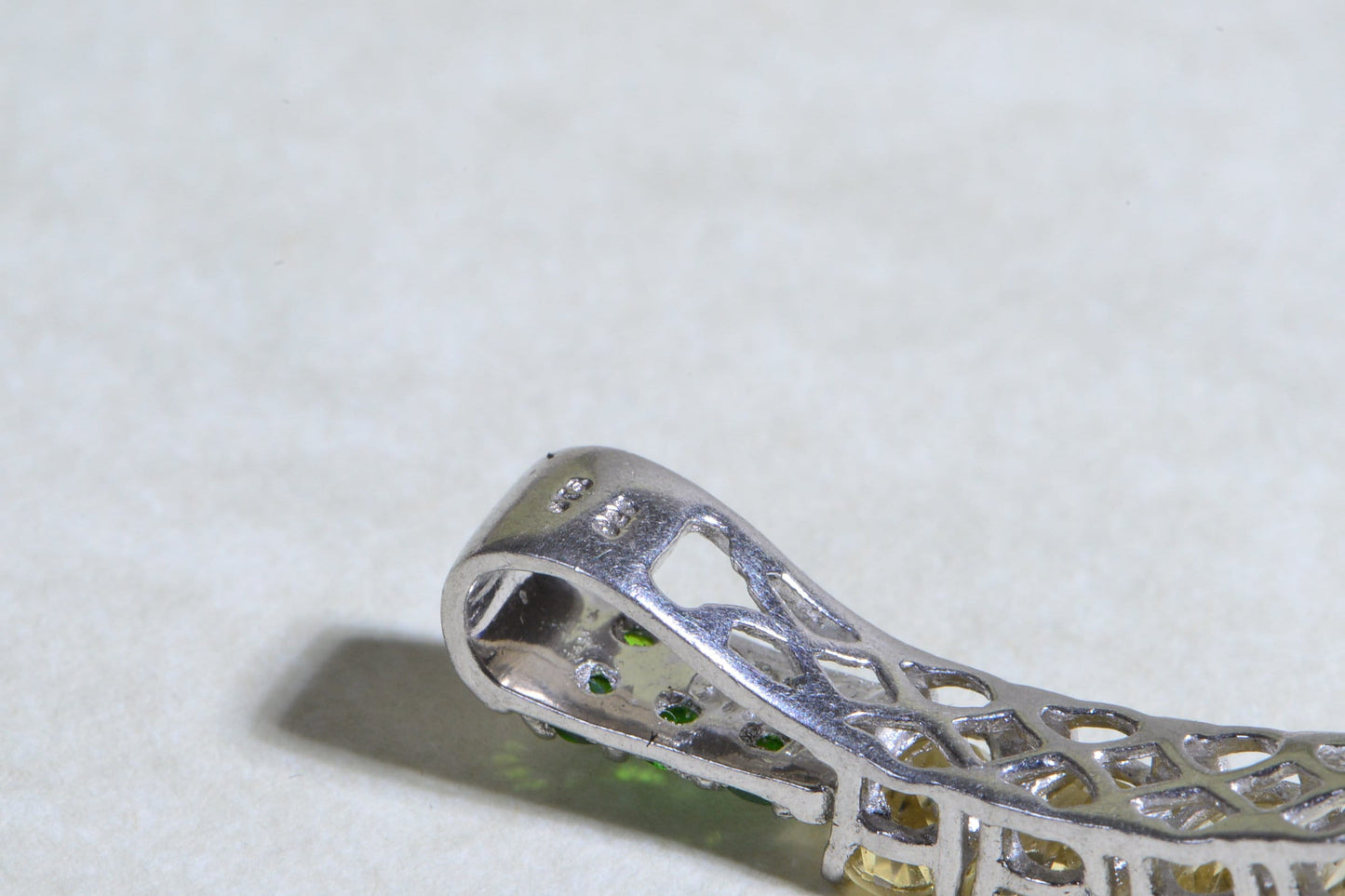 Citrine and Russian Chrome Diopside Pendant Long Stick Pendant