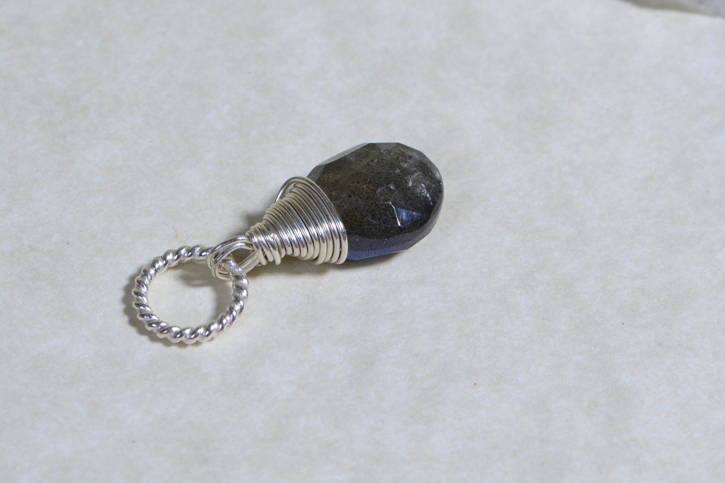Teardrop Labradorite Pendant, Wire Wrapped Gemstone Dangle
