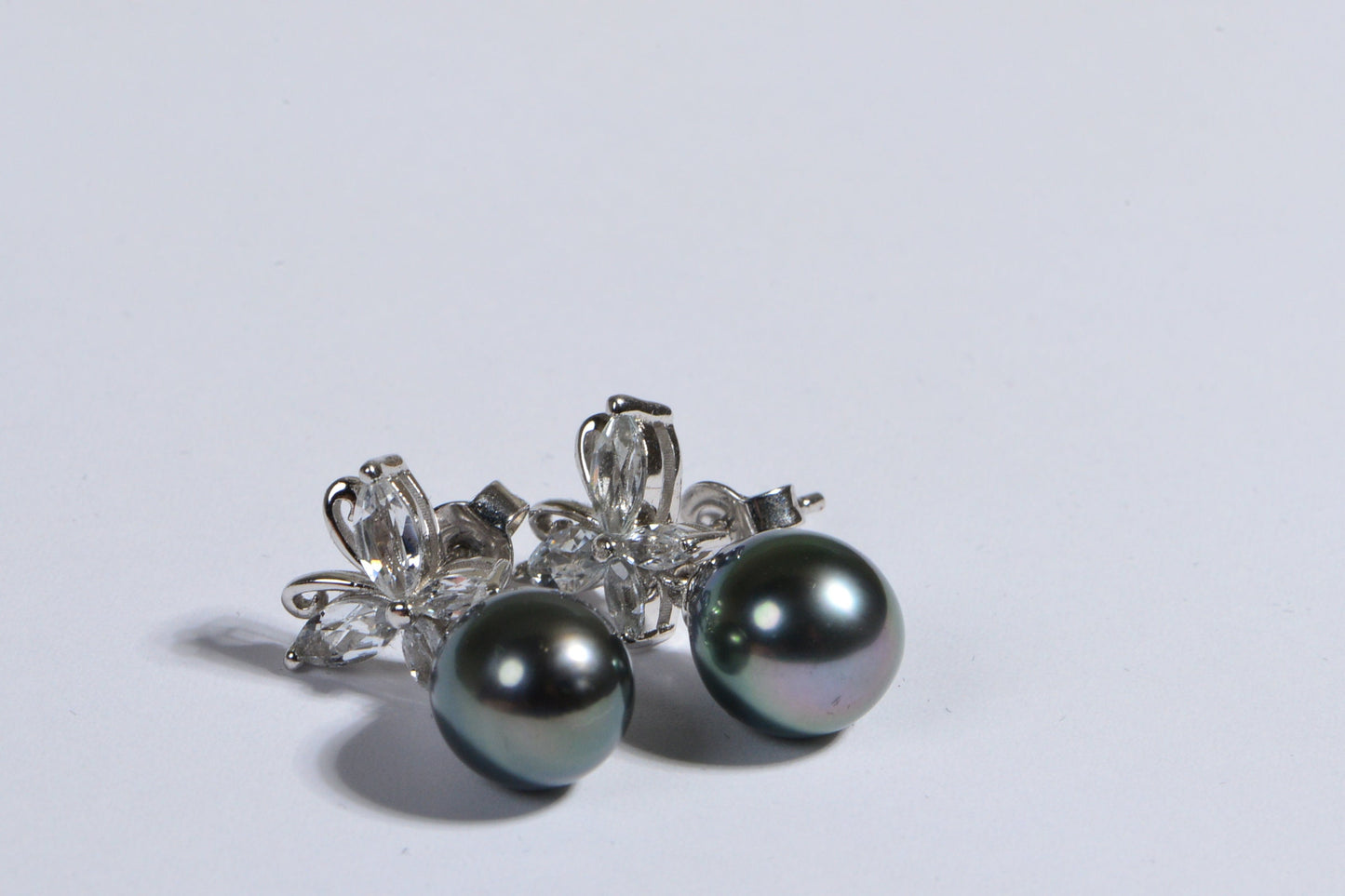 Natural Black Pearl Studs  Saltwater Australian Exotic Birthstone June Pearl Jewelry