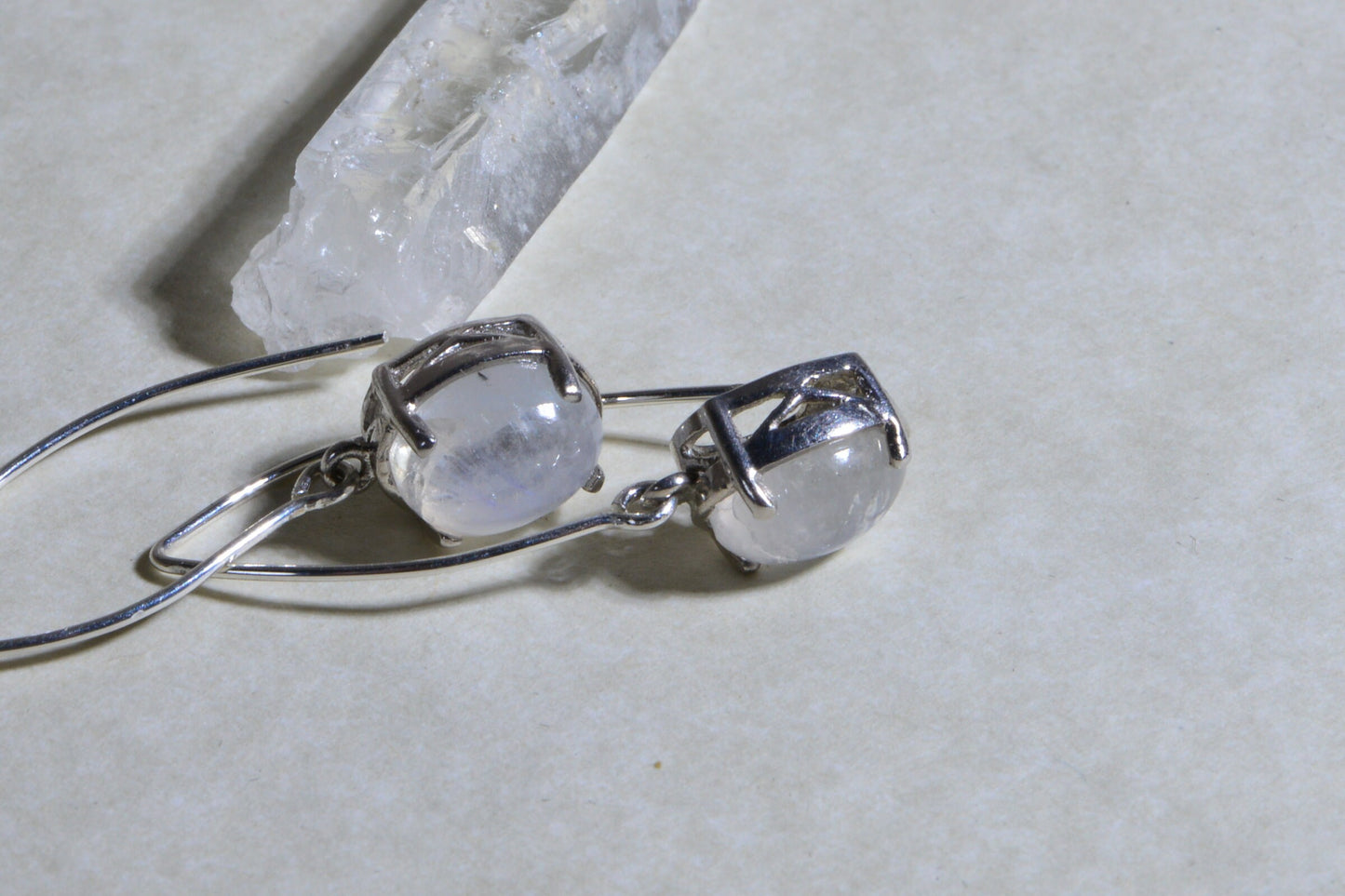 Handmade Sterling Silver Moonstone Drop Earrings - Gemstone Jewelry