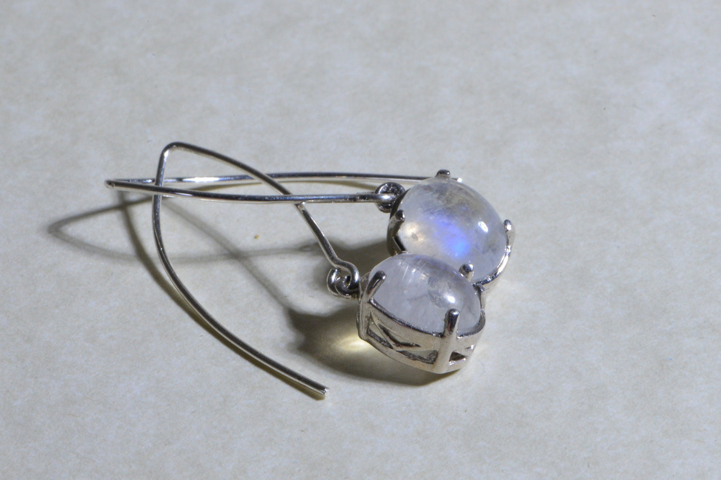 Handmade Sterling Silver Moonstone Drop Earrings - Gemstone Jewelry