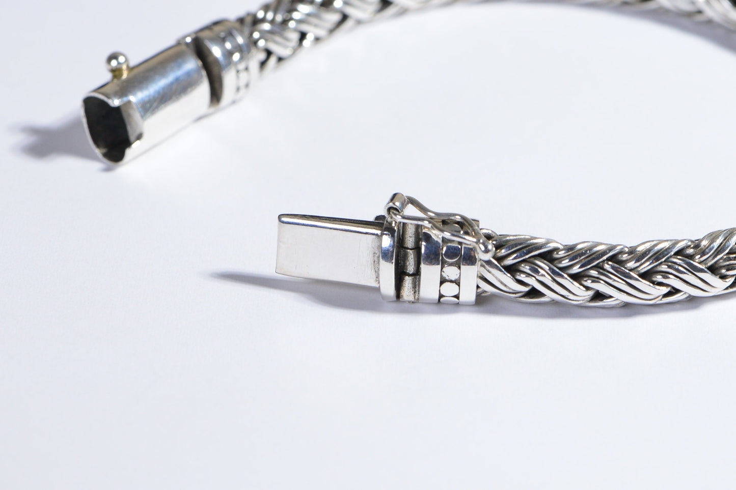 Herringbone Viking Knit Sterling Silver Bracelet, Heavy Biker Style