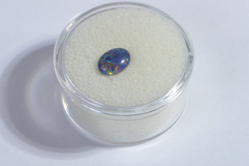 Australian Black Opal Doublet: Teal Blue Gemstone Cabochon (7x5mm)
