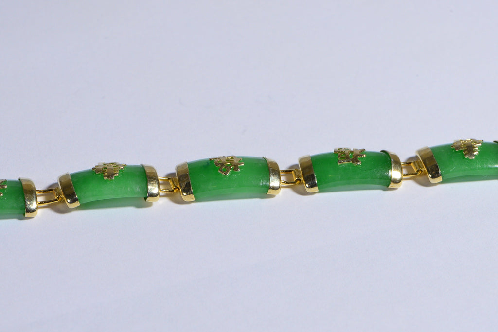 Green Jade 18K gold Over Sterling Silver Jade  Gemstone Bracelet