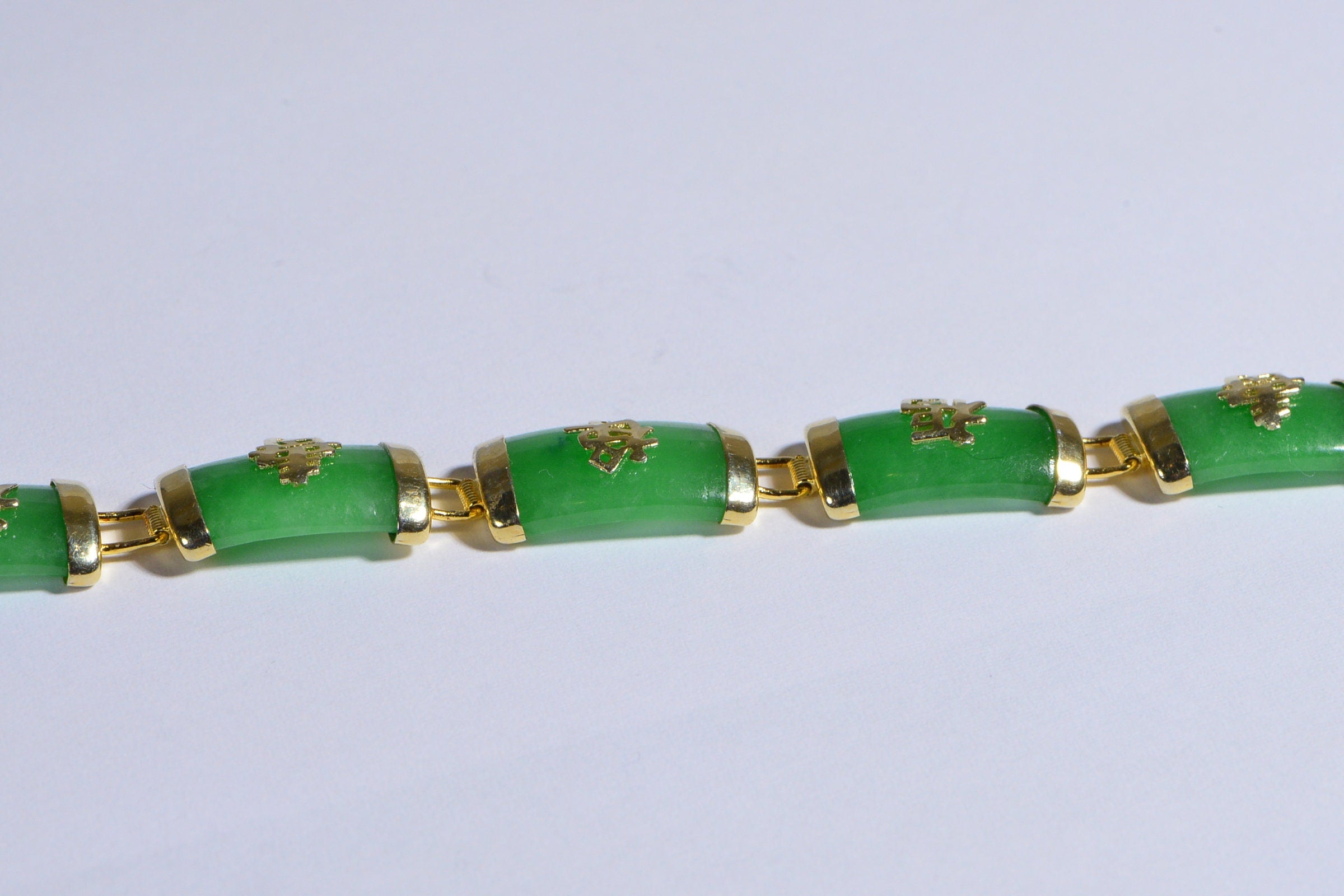 Green Jade 18K gold Over Sterling Silver Jade  Gemstone Bracelet