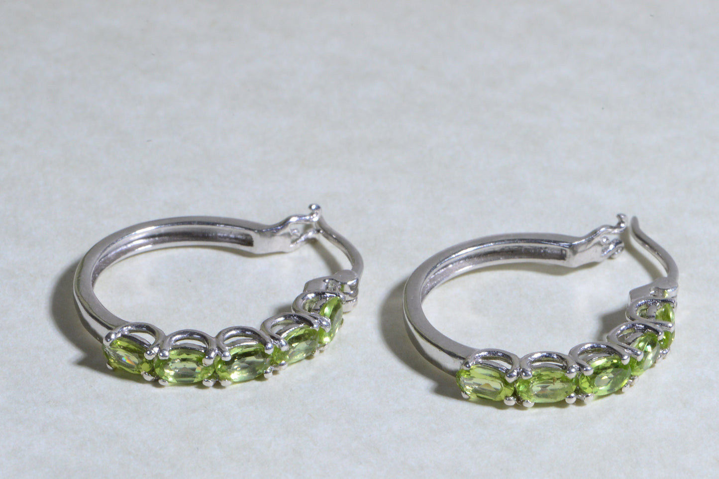 Peridot Hoop Earrings, Sterling Silver August Birthstone Jewelry
