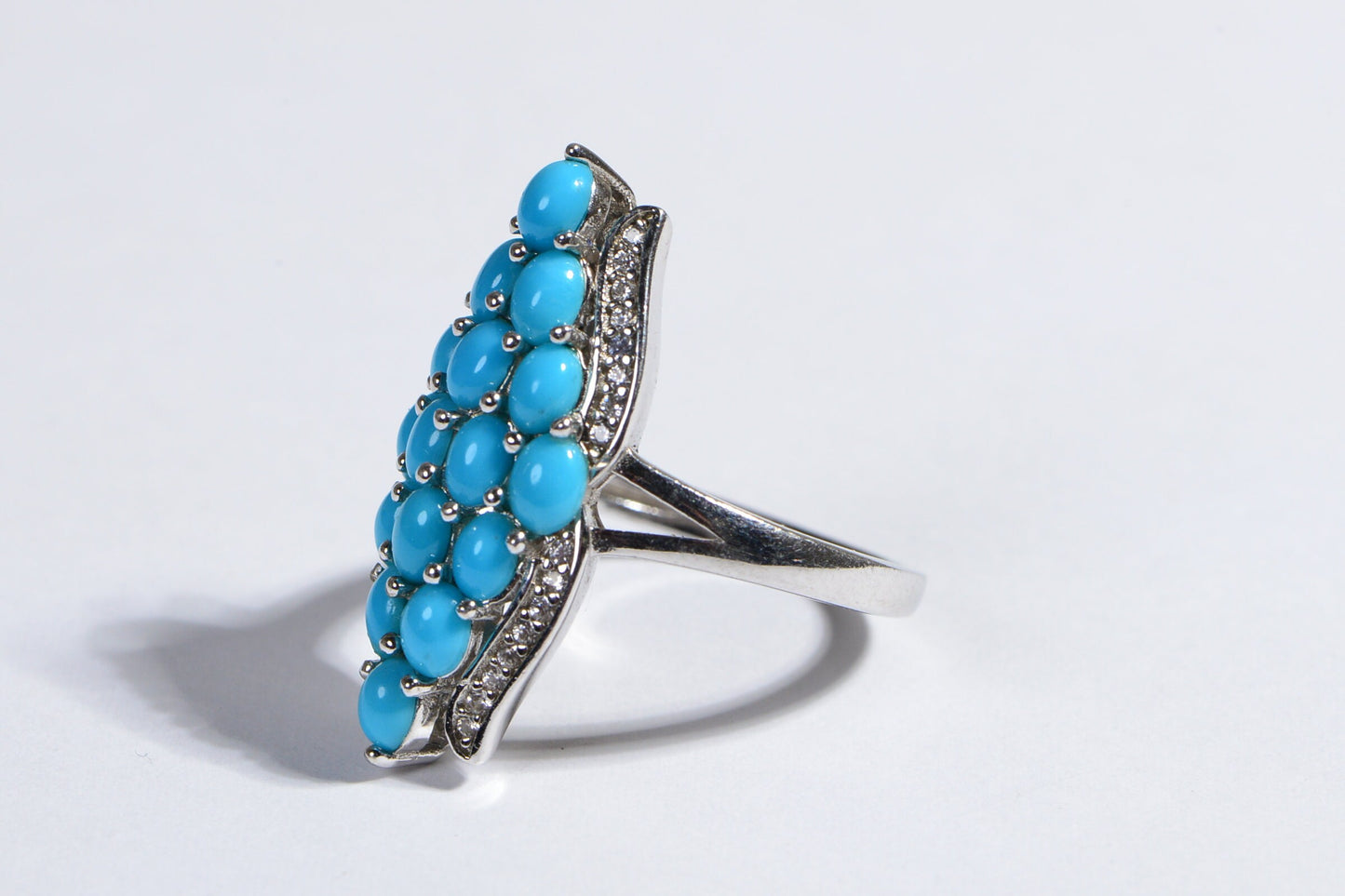 Sleeping Beauty Turquoise Marquise Ring, Sterling Silver, Size 7