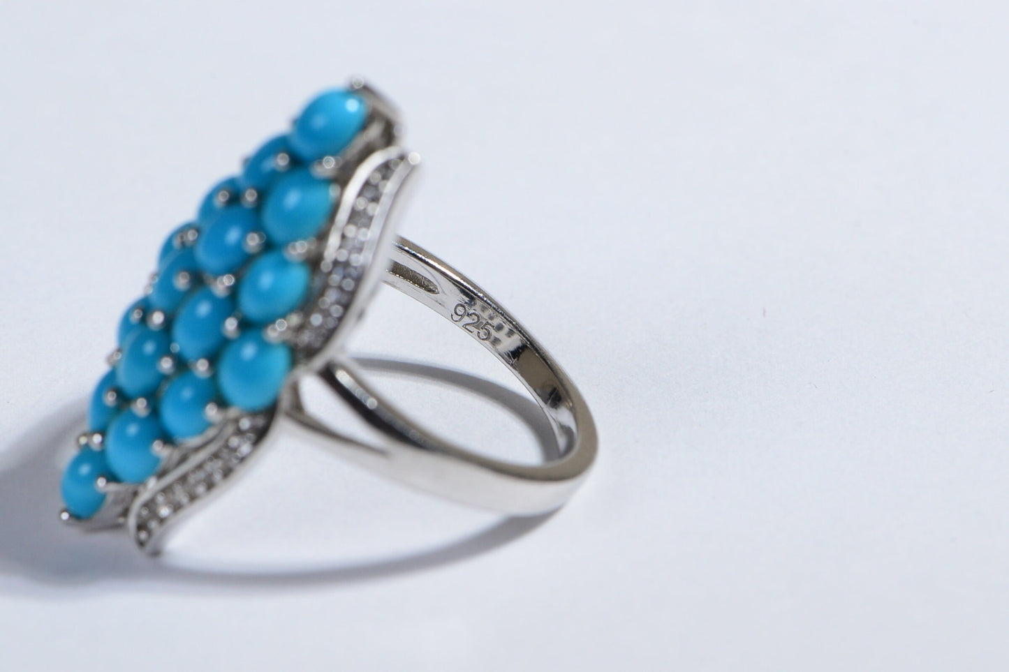 Sleeping Beauty Turquoise Marquise Ring, Sterling Silver, Size 7