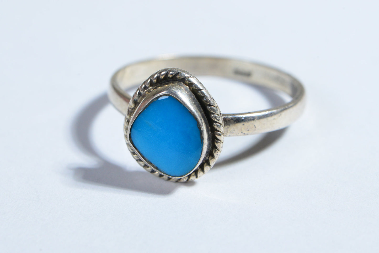 Sleeping Beauty Turquoise Ring, Sterling Silver Band, Size 9