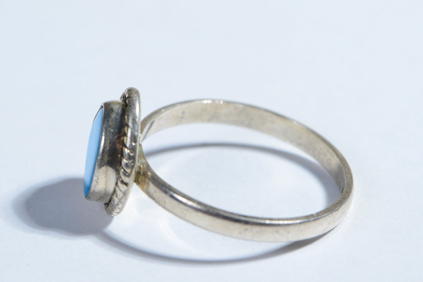 Sleeping Beauty Turquoise Ring, Sterling Silver Band, Size 9