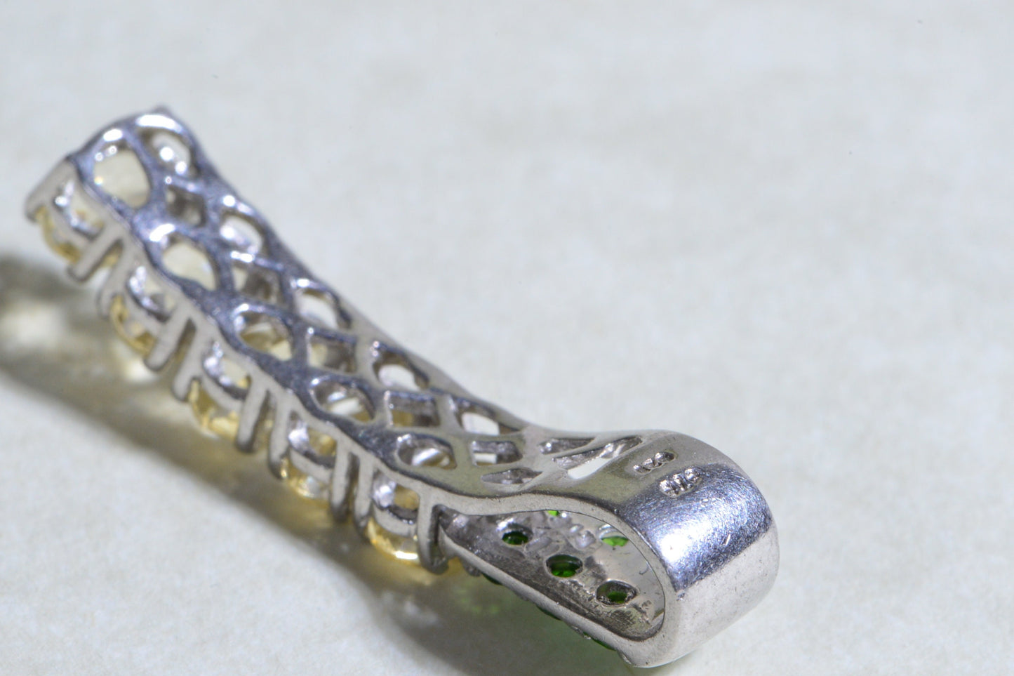 Citrine and Russian Chrome Diopside Pendant Long Stick Pendant