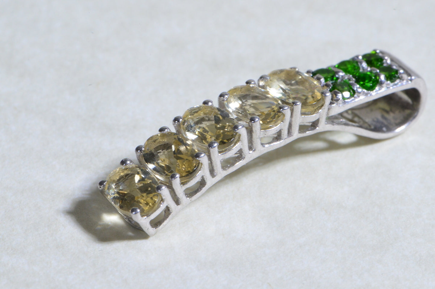 Citrine and Russian Chrome Diopside Pendant Long Stick Pendant