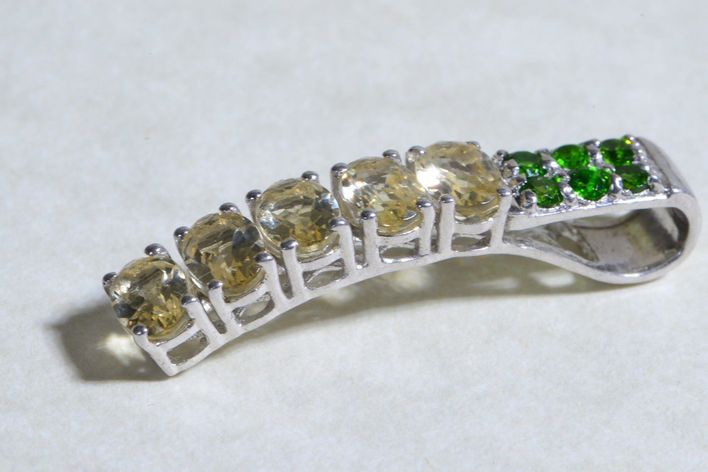Citrine and Russian Chrome Diopside Pendant Long Stick Pendant