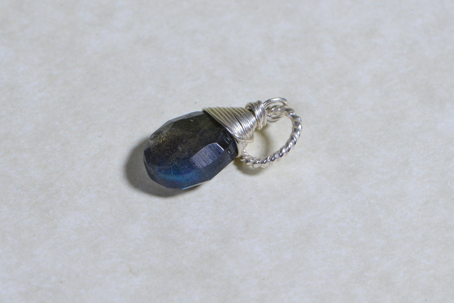 Teardrop Labradorite Pendant, Wire Wrapped Gemstone Dangle