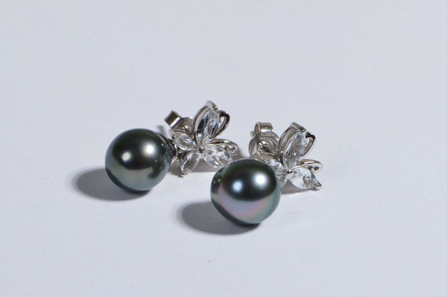 Natural Black Pearl Studs  Saltwater Australian Exotic Birthstone June Pearl Jewelry