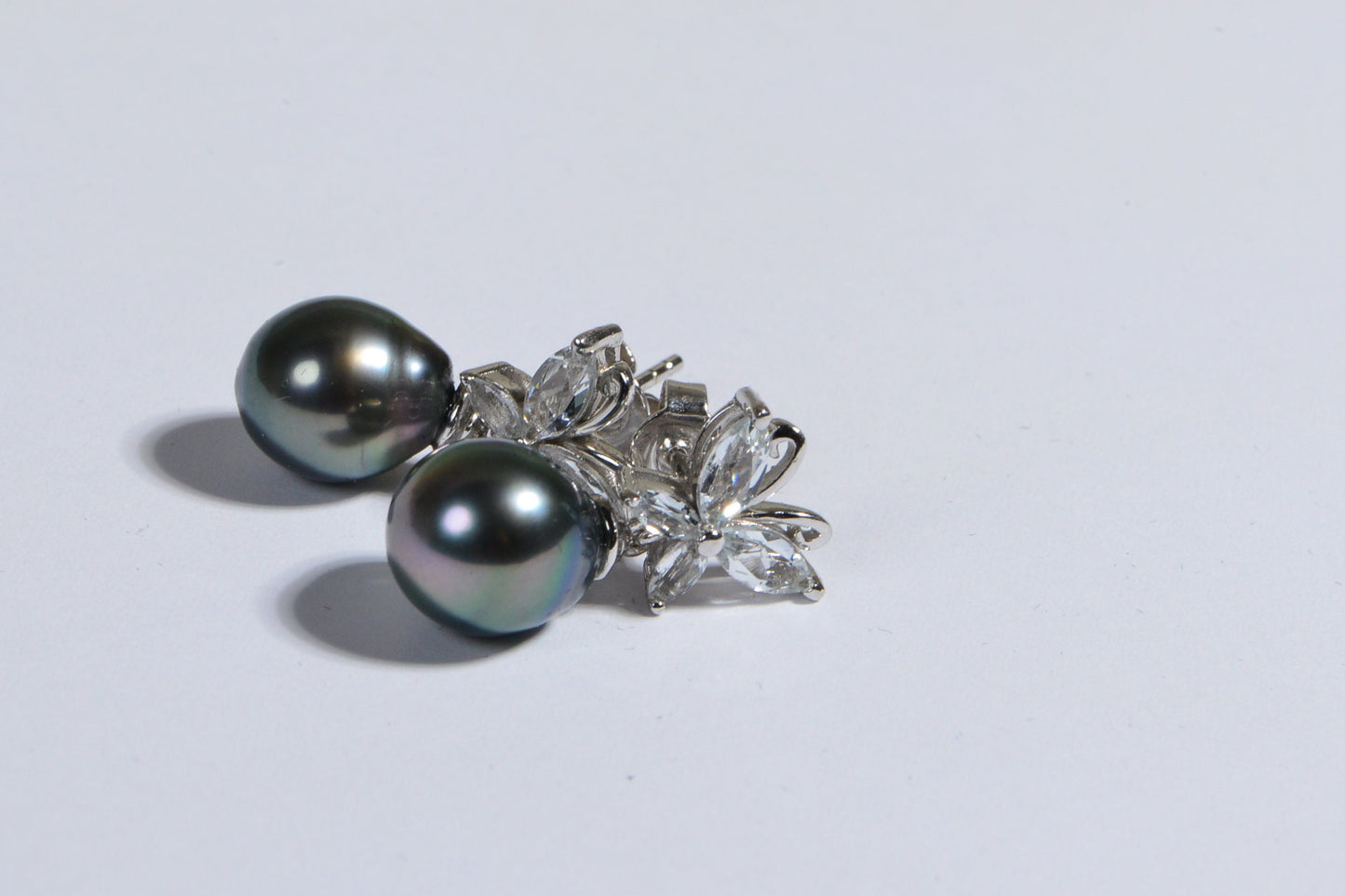 Natural Black Pearl Studs  Saltwater Australian Exotic Birthstone June Pearl Jewelry