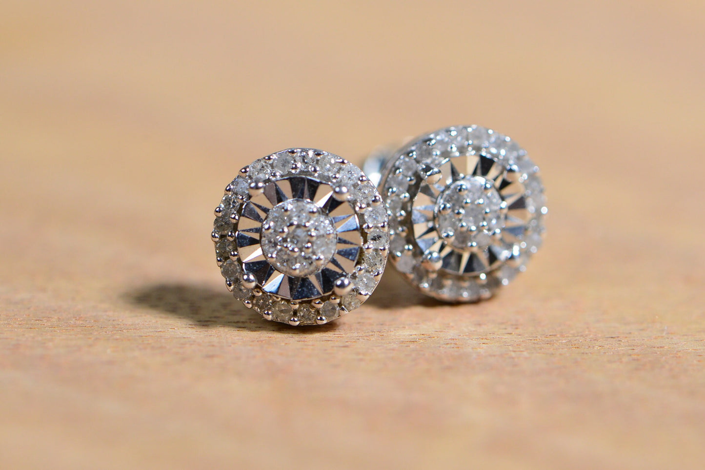 Diamond Stud Earrings, 0.50ct, 14K White Gold Over Sterling Silver