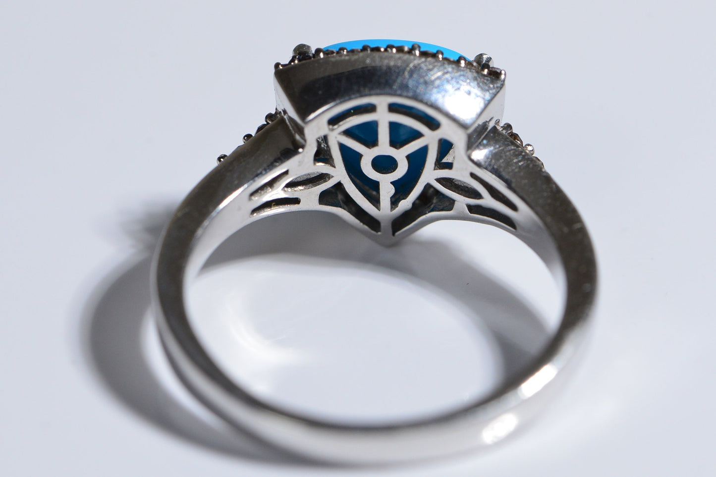 Sleeping Beauty Turquoise Ring: Trillion Cut, Champagne Diamond, Sterling Silver