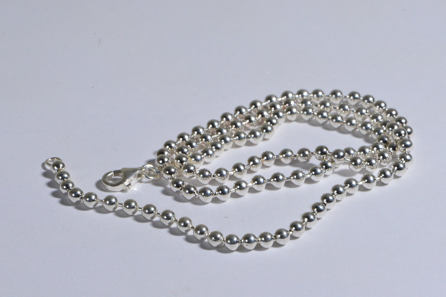 3mm Sterling Silver Ball Chain Necklace: Solid Silver Bead Choker