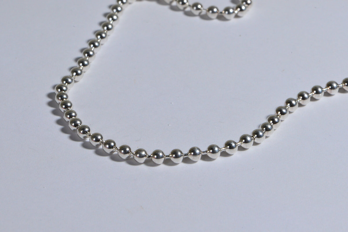 3mm Sterling Silver Ball Chain Necklace: Solid Silver Bead Choker