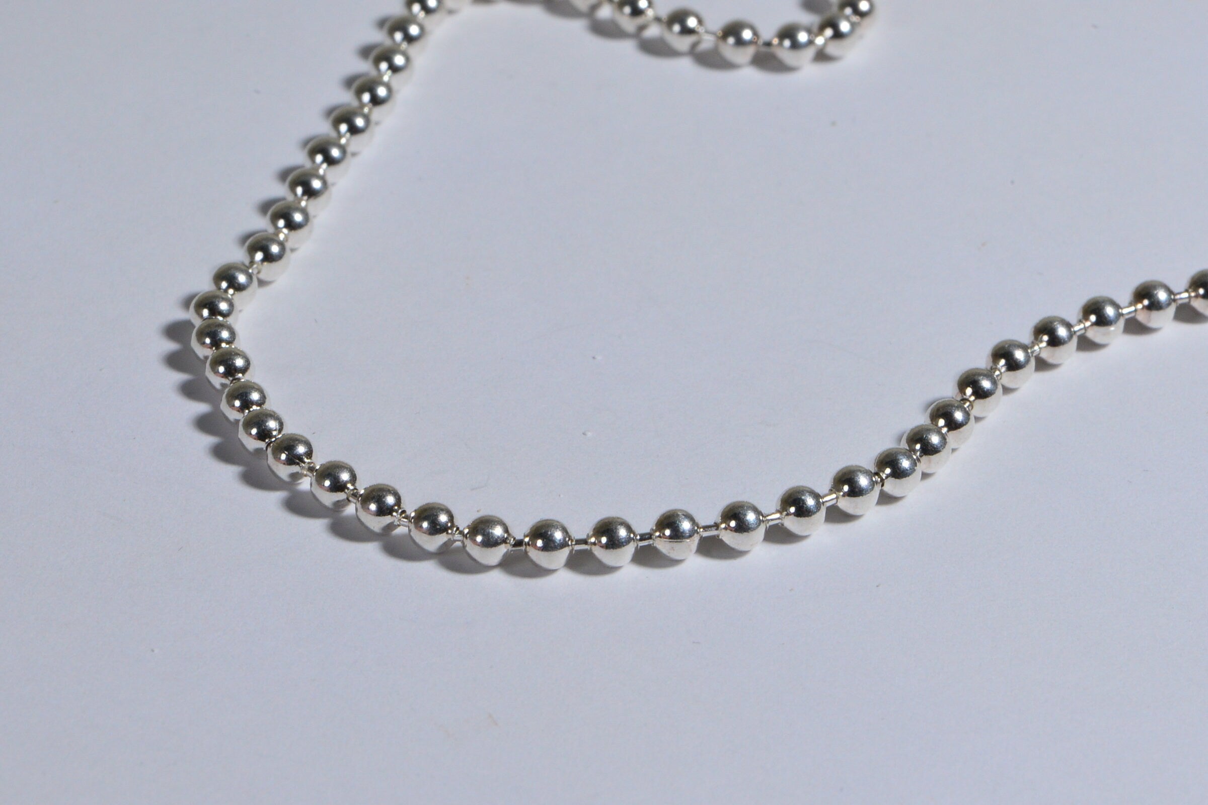 3mm Sterling Silver Ball Chain Necklace: Solid Silver Bead Choker