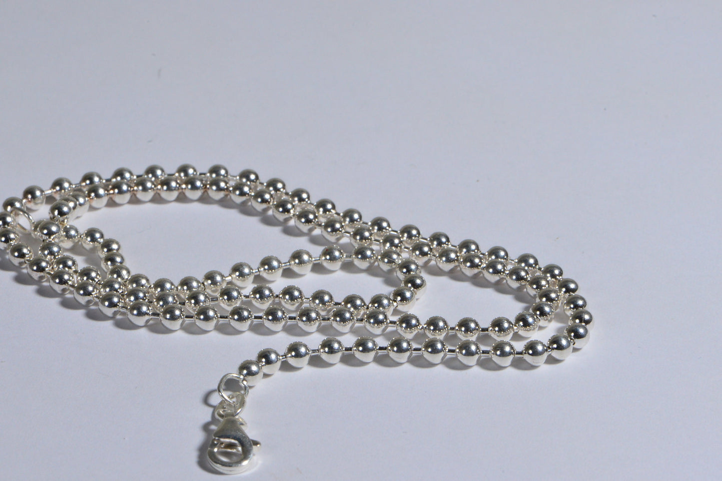 3mm Sterling Silver Ball Chain Necklace: Solid Silver Bead Choker