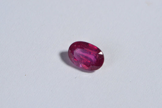 Natural Ruby Cabochon: Oval Faceted Gemstone (6X4mm)