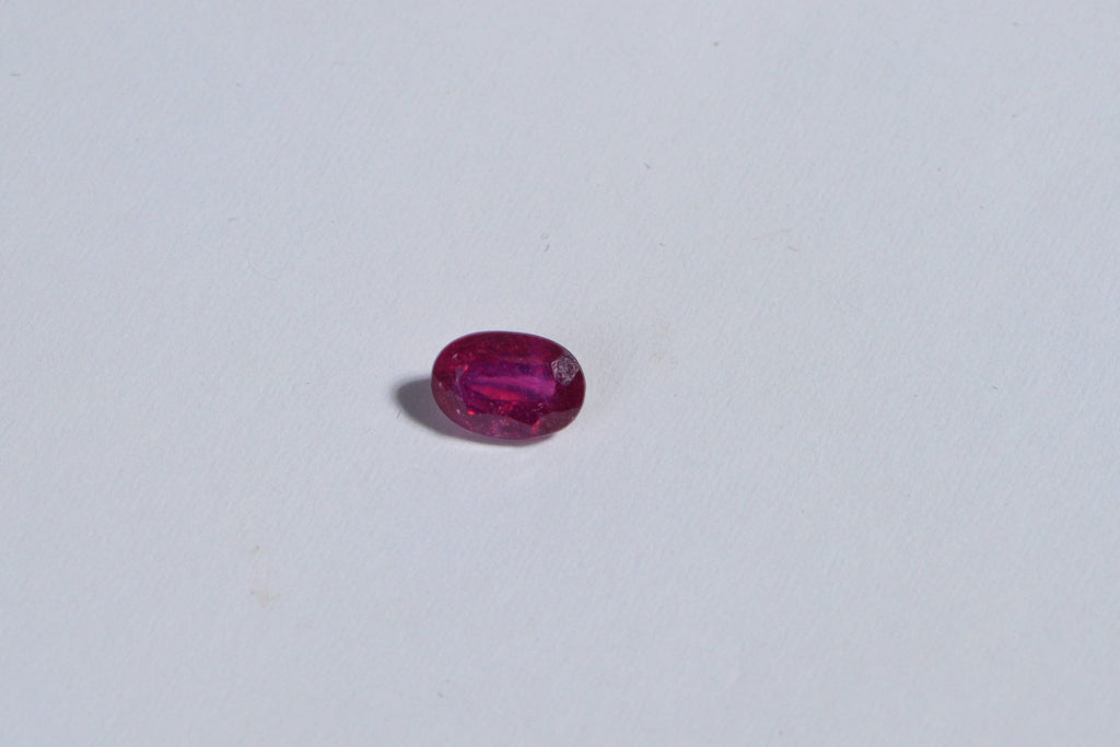 Natural Ruby Cabochon: Oval Faceted Gemstone (6X4mm)