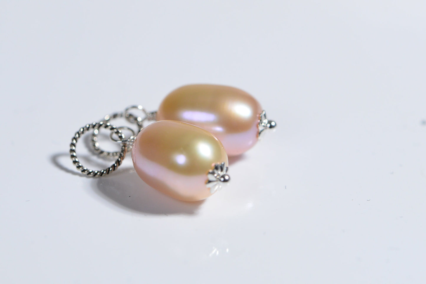 Pale Pink Freshwater Pearl Dangle Charm: Sterling Silver & 14K Gold Filled