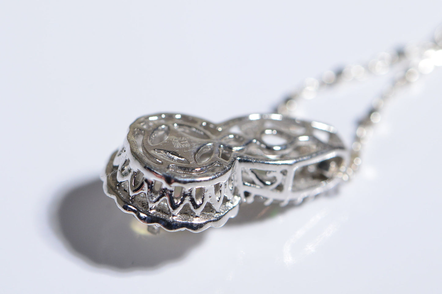 Ethiopian Opal Pendant, White Zircon Halo, Sterling Silver