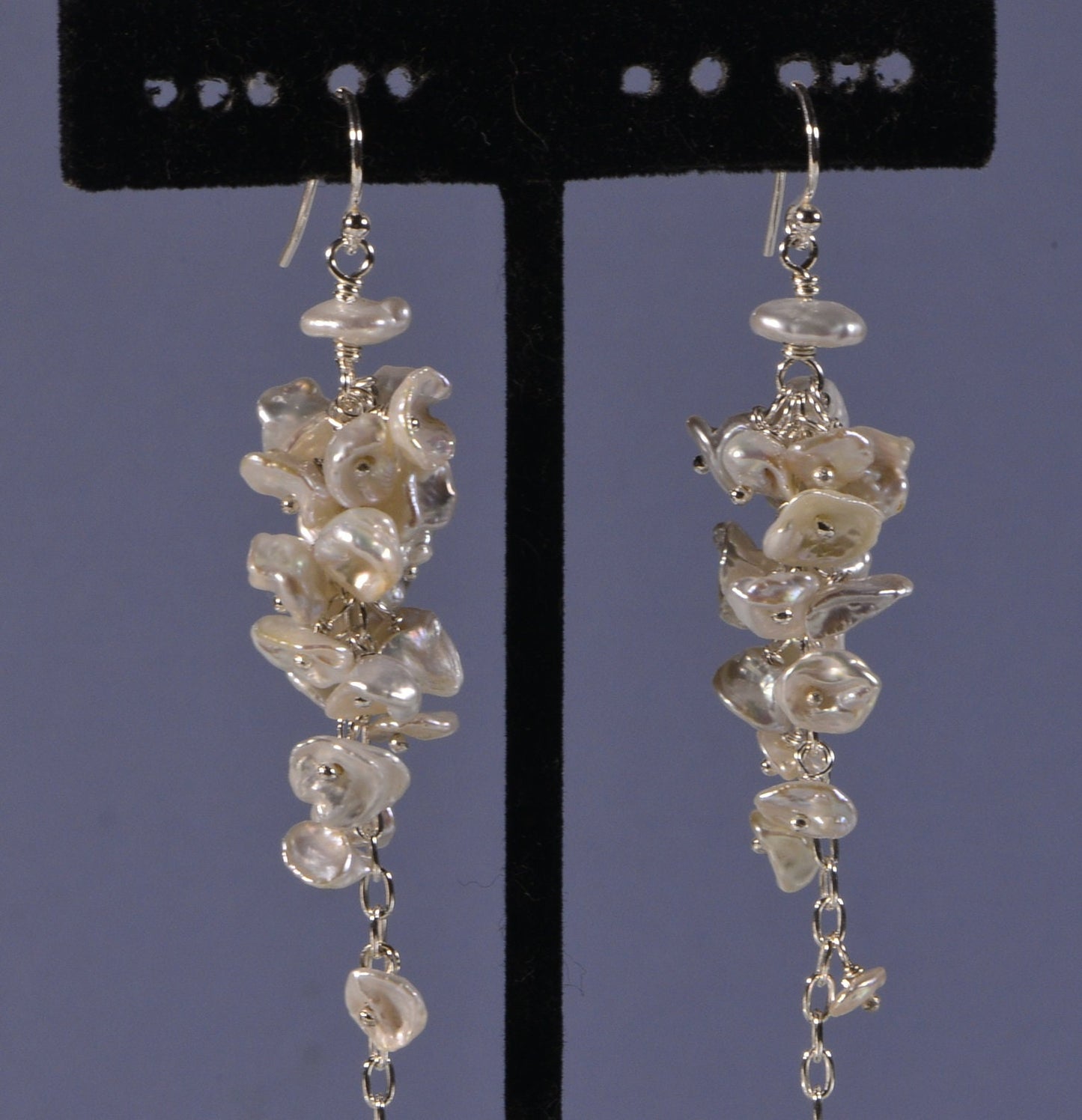 Bridal Keishi Pearl Earrings, Sterling Silver Wedding Jewelry