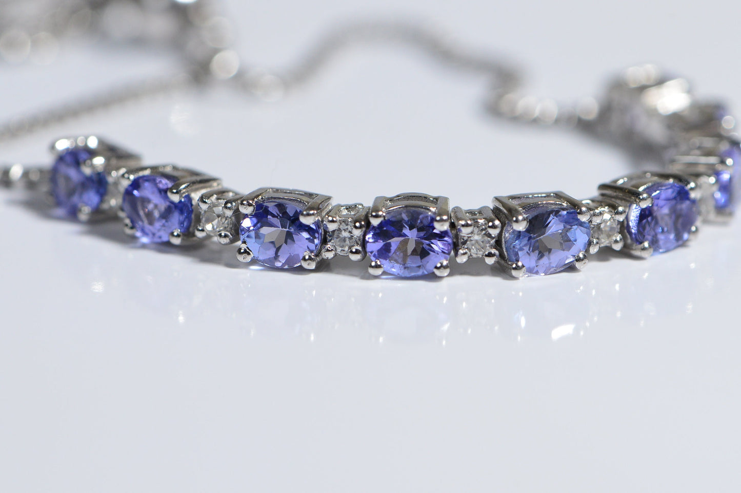 Tanzanite & White Topaz Bracelet: Sterling Silver Bolo Bracelet