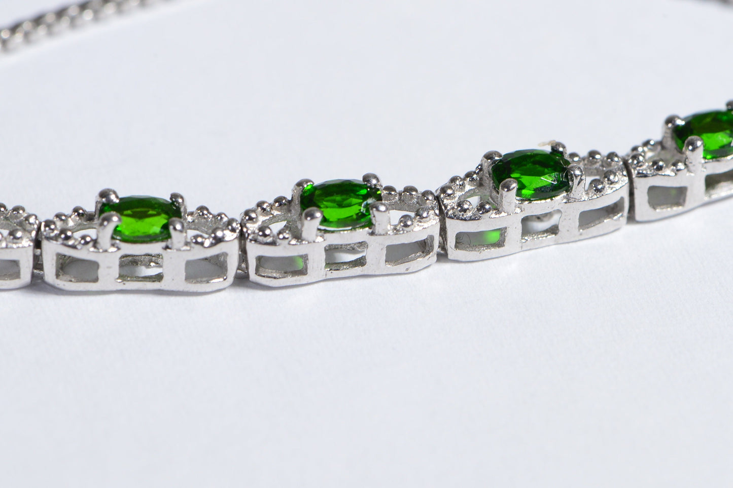 Gemstone Bracelet Russian Chrome Diopside Bolo Bracelet Adjustable Rhodium Over Sterling Silver Birthstone September