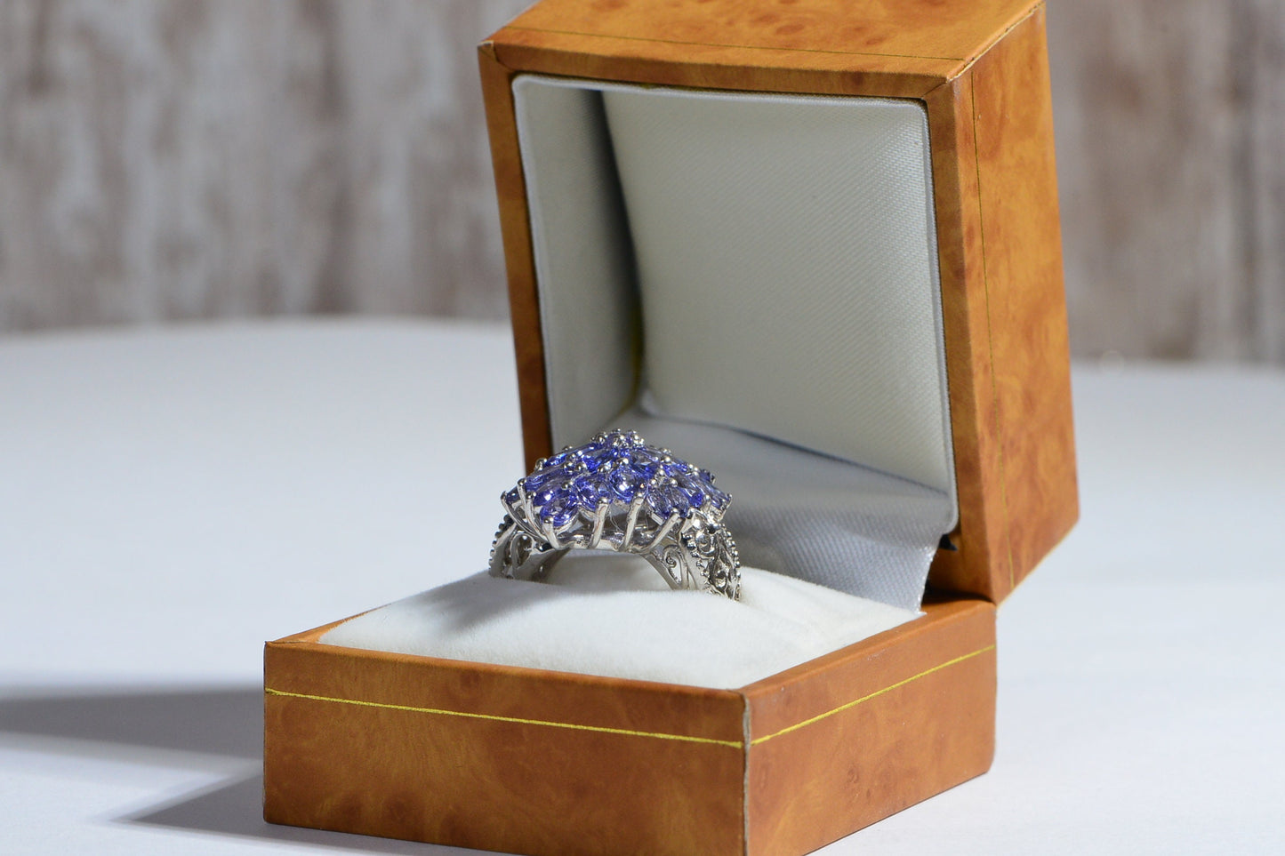 Marquise Tanzanite Ring, Sterling Silver Cocktail Ring