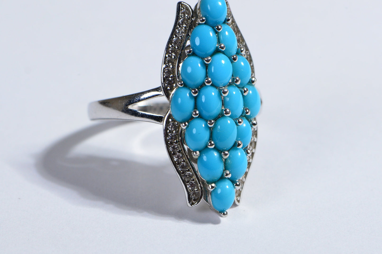 Sleeping Beauty Turquoise Marquise Ring, Sterling Silver, Size 7