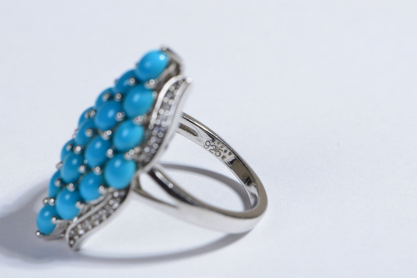 Sleeping Beauty Turquoise Marquise Ring, Sterling Silver, Size 7