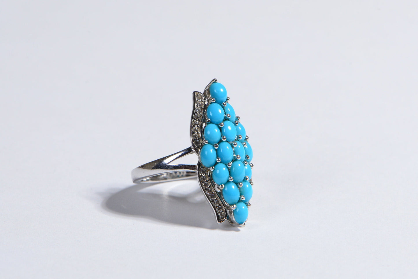 Sleeping Beauty Turquoise Marquise Ring, Sterling Silver, Size 7